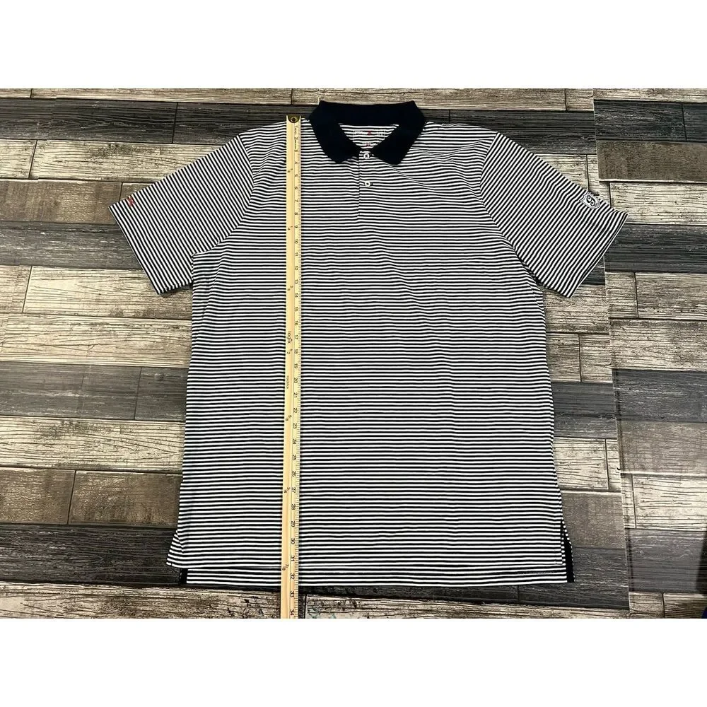 RLX Ralph Lauren Polo Shirt Men's XL Black‎ Stripe  Wicking Golf Performance